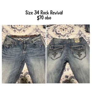Rock Revival Blue Straight Men Jeans